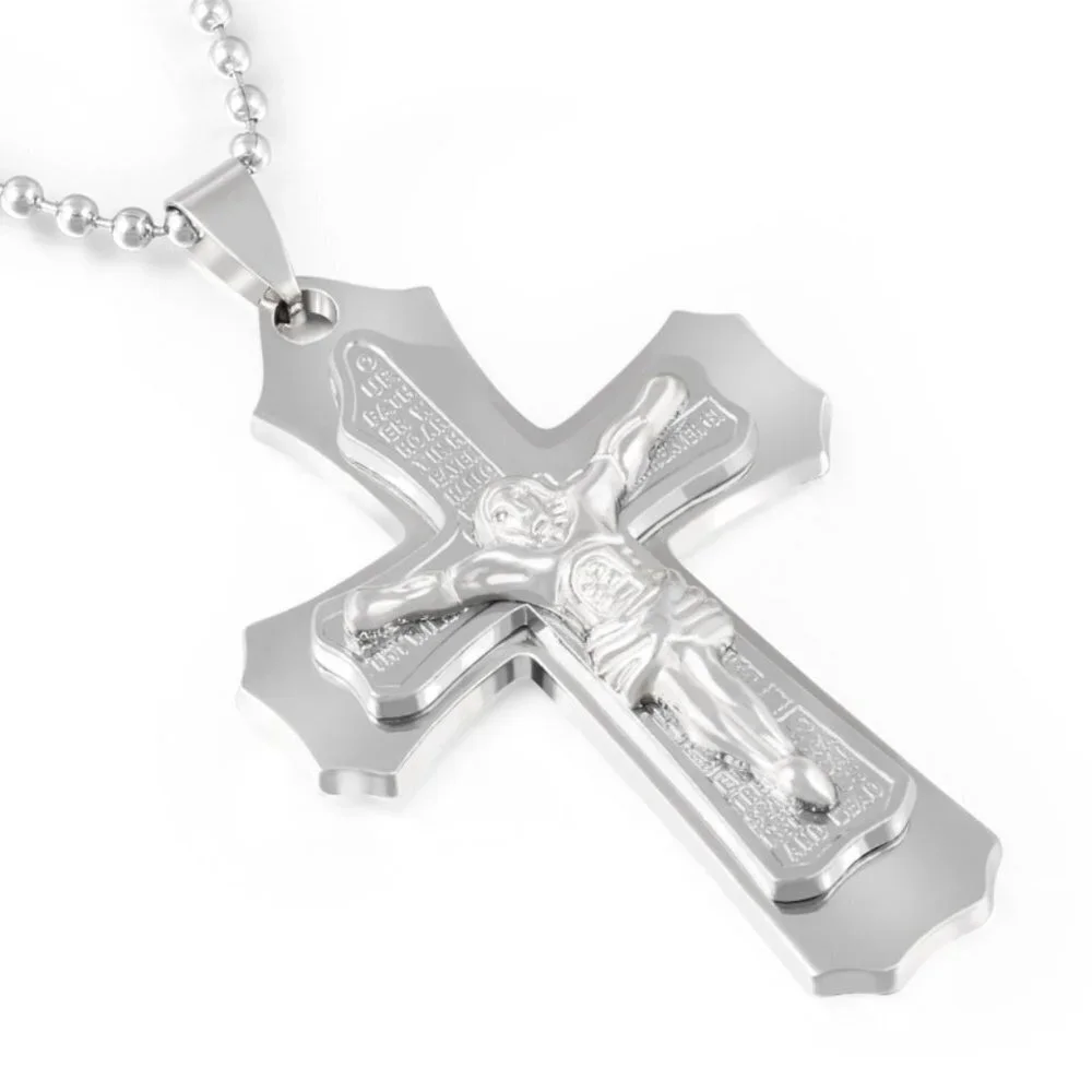 ❤️Jesus Bible cross pendant domineering necklace, N90201P144